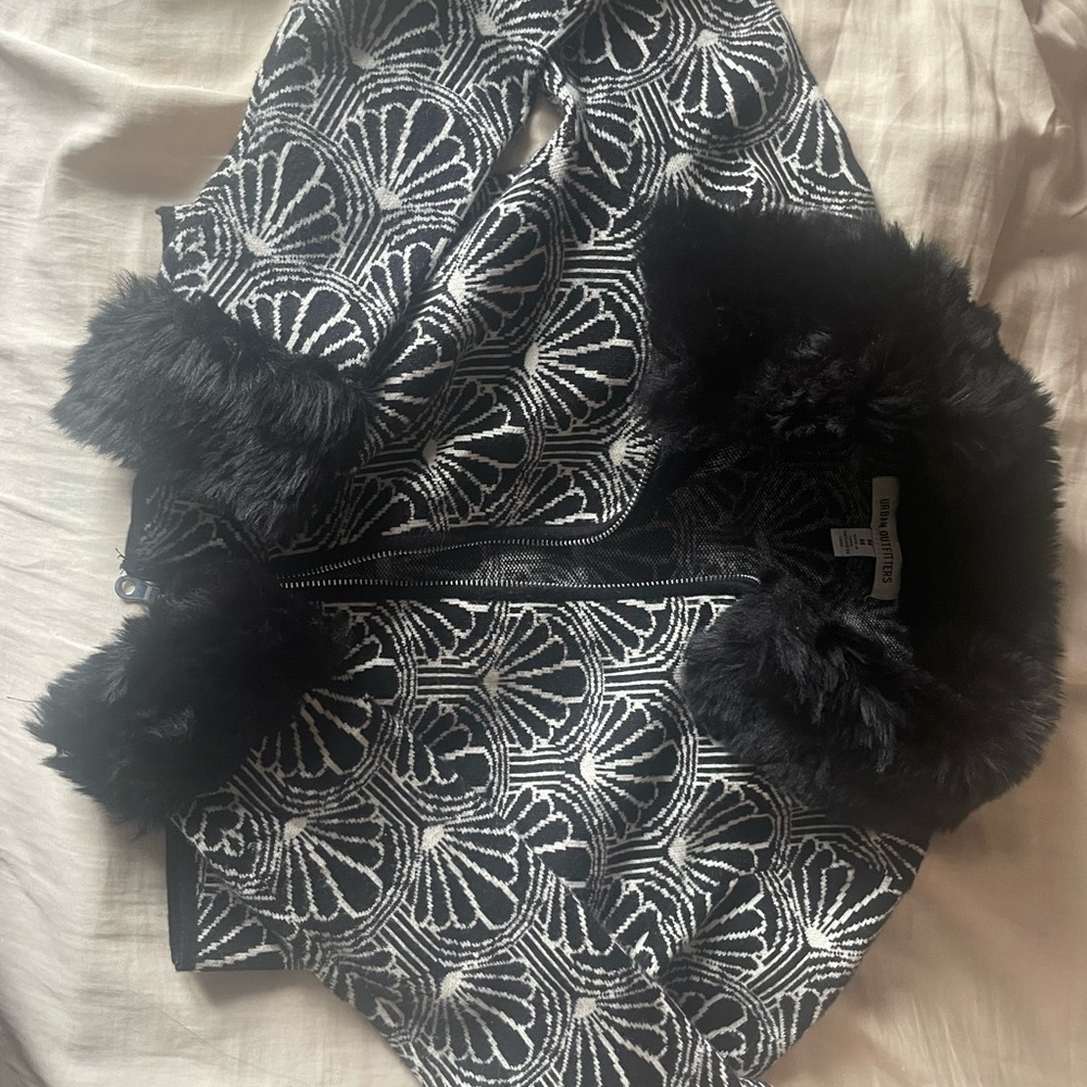 Urban Outfitters Black and White Patterned Ski Jacket
